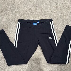 Adidas Black and White Leggings with Signature Stripes